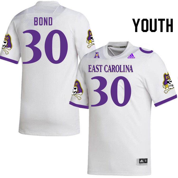 Youth #30 Javious Bond ECU Pirates College Football Jerseys Stitched Sale-White